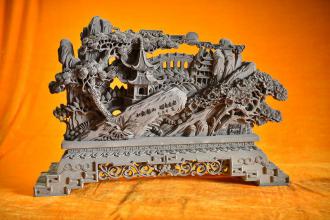 沈占偉磚雕作品樂(lè)山樂(lè)水